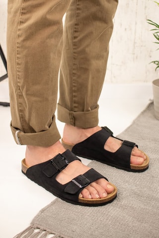 Ciabatte in pelle scamosciata - Nero