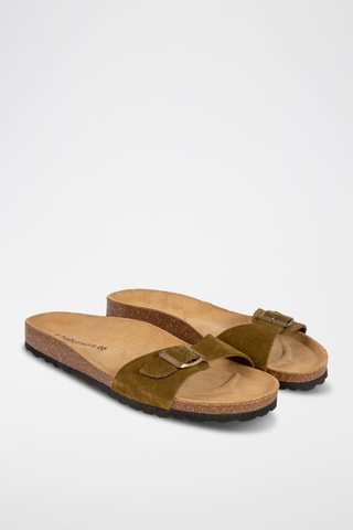 Ciabatte in pelle scamosciata - Kaki