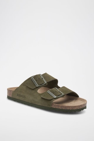 Ciabatte in pelle scamosciata - Verde scuro