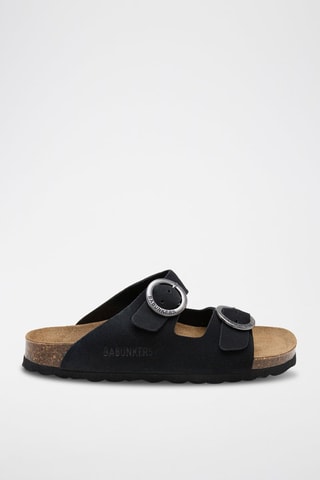 Ciabatte in pelle scamosciata - Nero