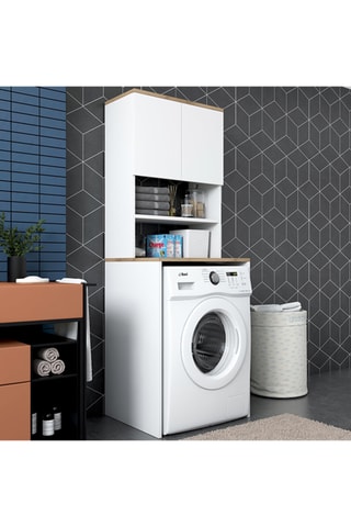 Armoire de machine à laver 1 porte et 2 étagères - 65 x 184 x 60 cm