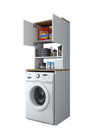 Armoire de machine à laver 1 porte et 2 étagères - 65 x 184 x 60 cm