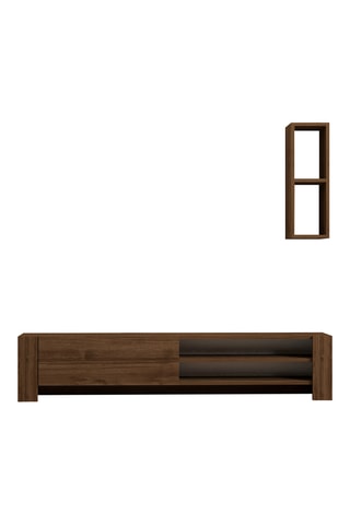 Meuble TV 1 porte et étagère murale Naz - 160 x 33 x 26,8 / 19,9 x 60 x 19,6 cm