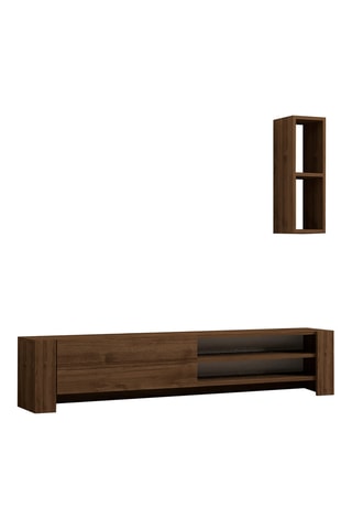 Meuble TV 1 porte et étagère murale Naz - 160 x 33 x 26,8 / 19,9 x 60 x 19,6 cm