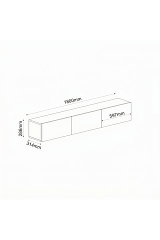 Meuble TV 3 abattants - 180 x 28,6 x 31,4 cm