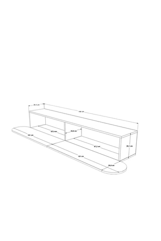 Meuble TV 2 abattants - 160 x 29,5 x 29,1 cm