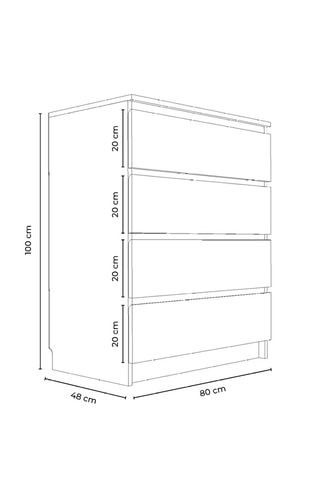 Commode 4 tiroirs - 80 x 100 x 48 cm
