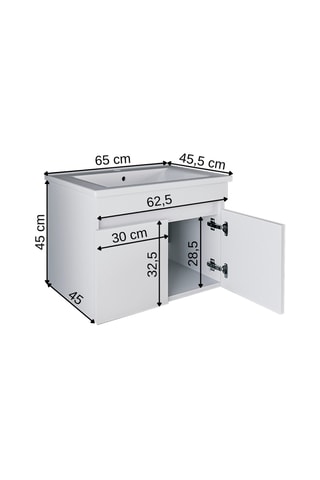 Meuble de salle de bain 2 portes - 65 x 45,5 x 45 cm