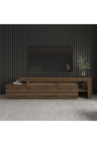 Meuble TV 2 portes 1 abattant - 192 x 53 x 37 cm