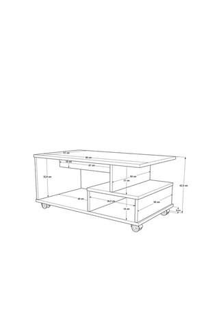 Table basse à roulettes - 90 x 42,5 x 51 cm