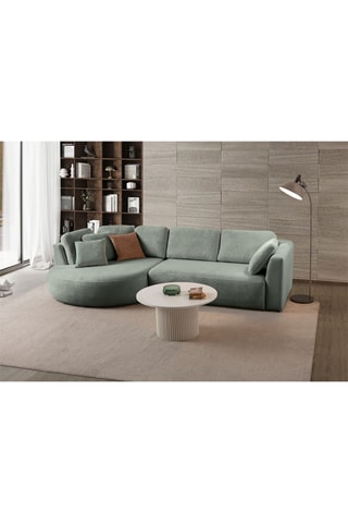 Canapé d'angle gauche - Vert - En tissu texturé