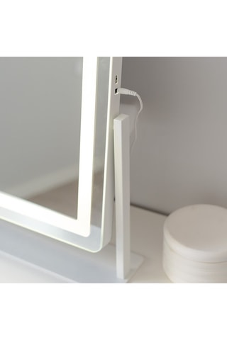 Espelho de maquilhagem LED com pés - 64 x 54,5 x 12 cm - Branco