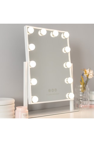 Espelho de maquilhagem LED com pés - 36 x 7,5 x 47,5 cm - Branco
