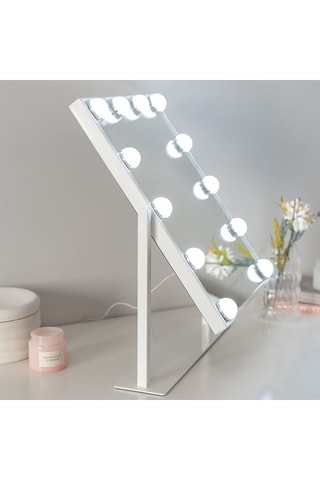 Espelho de maquilhagem LED com pés - 36 x 7,5 x 47,5 cm - Branco