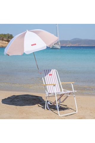 Chaise et parasol protection UV UPF 50+ - Beige - 110 x 110 x 91 cm