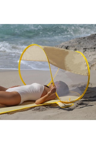 Toalha de praia com toldo - Amarelo - 78 x 165 x 60 cm - Amarelo