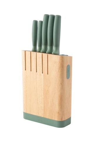 Bloc de 5 couteaux en acier inoxydable