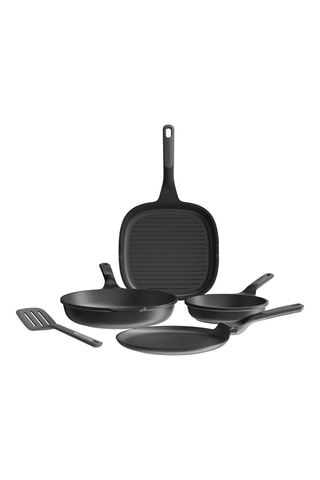 2 poêles, 1 gril, 1 crêpière Stone+ et 1 spatule Balance
