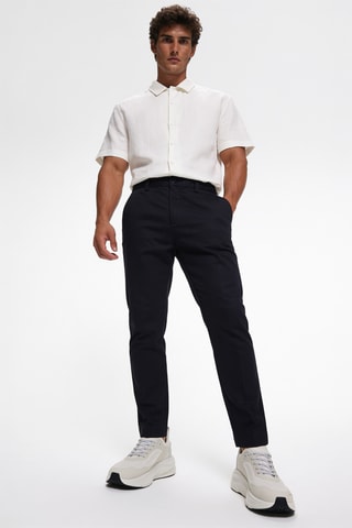 Pantalón regular fit de algodón orgánico - Azul marino