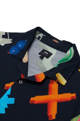 Camisa relaxed - Negro y verde esmeralda