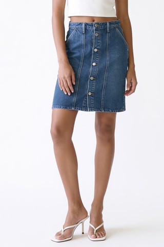 Falda midi vaquera - Azul claro