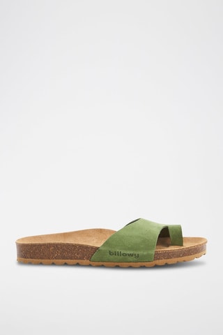 Ciabatte in pelle scamosciata - Verde 