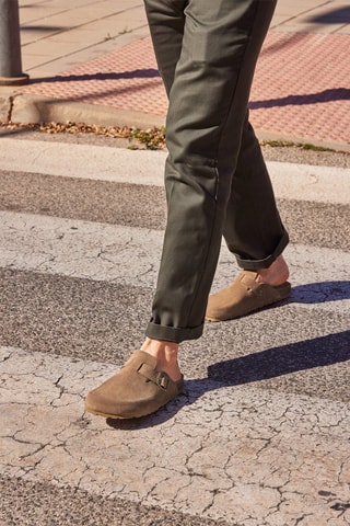 Sabot in pelle scamosciata Rosso - Beige