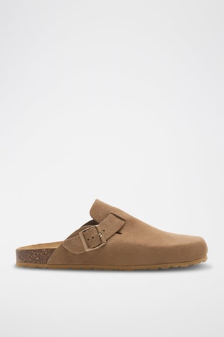 Sabot in pelle scamosciata Rosso - Beige
