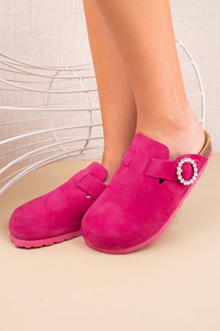 Sabot in pelle scamosciata - Fucsia
