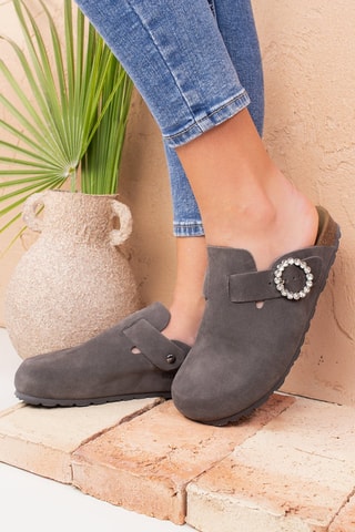 Sabot in pelle scamosciata - Grigio