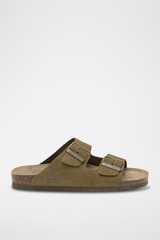 Ciabatte in pelle scamosciata - Kaki
