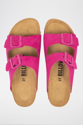 Ciabatte in pelle scamosciata - Fucsia