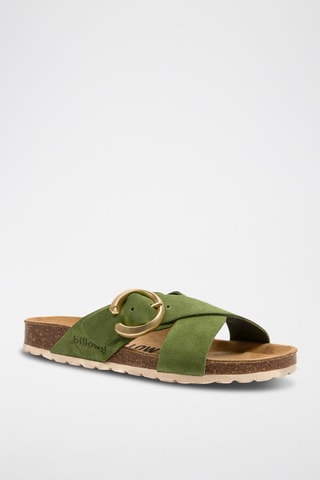 Ciabatte in pelle scamosciata - Verde scuro