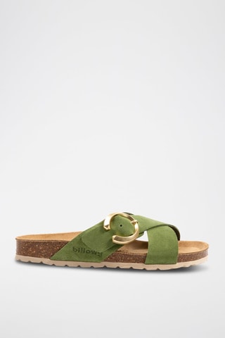 Ciabatte in pelle scamosciata - Verde scuro