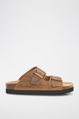 Sandali platform in pelle - Marrone