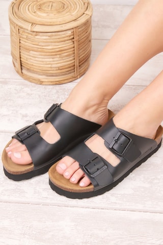 Sandali platform in pelle - Nero