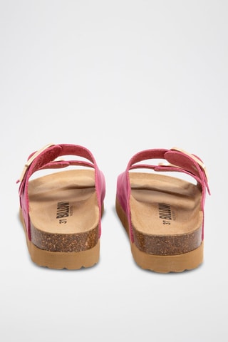 Sandali platform in pelle scamosciata - Fucsia