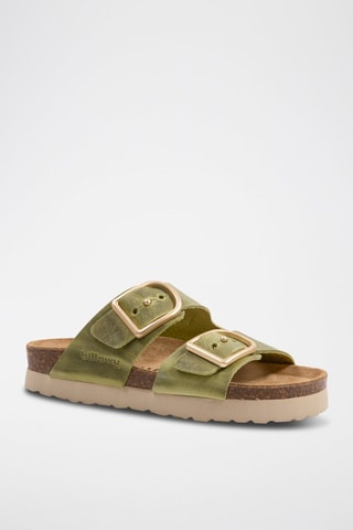 Sandali platform in pelle scamosciata - Verde acqua