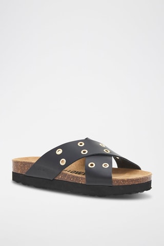 Sandali platform in pelle - Nero 