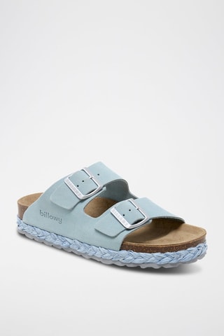Ciabatte platform in pelle scamosciata - Azzurro