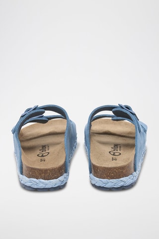 Mules plateformes en nubuck - Bleu