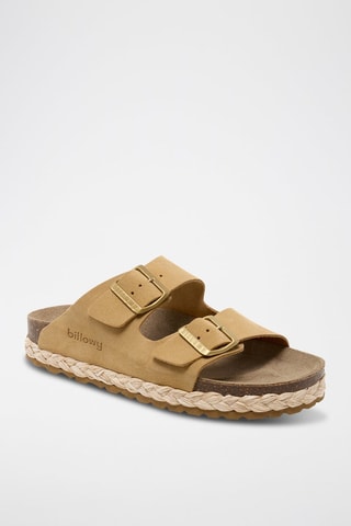 Ciabatte platform in pelle scamosciata - Beige