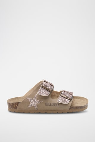 Ciabatte con zeppa in pelle - Rosa