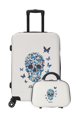 Bagaglio a mano e beauty-case Serenity - 55/29 cm - Bianco, blu e nero