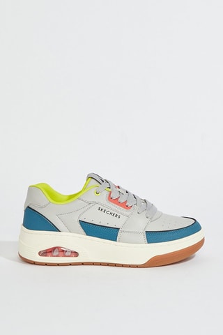 Zapatillas de piel Uno Court - Gris y azul cobalto