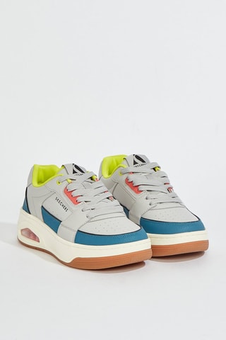 Zapatillas de piel Uno Court - Gris y azul cobalto