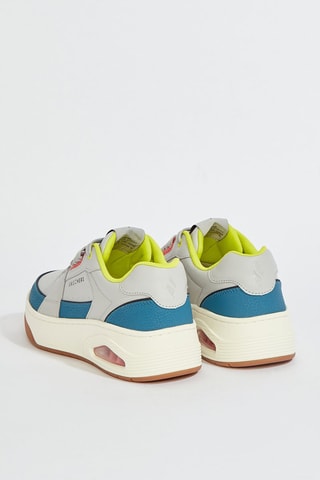 Zapatillas de piel Uno Court - Gris y azul cobalto