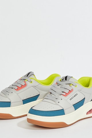 Zapatillas de piel Uno Court - Gris y azul cobalto