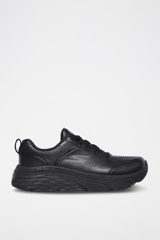 Zapatillas de piel de cuña - Negro