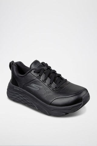 Zapatillas de piel de cuña - Negro